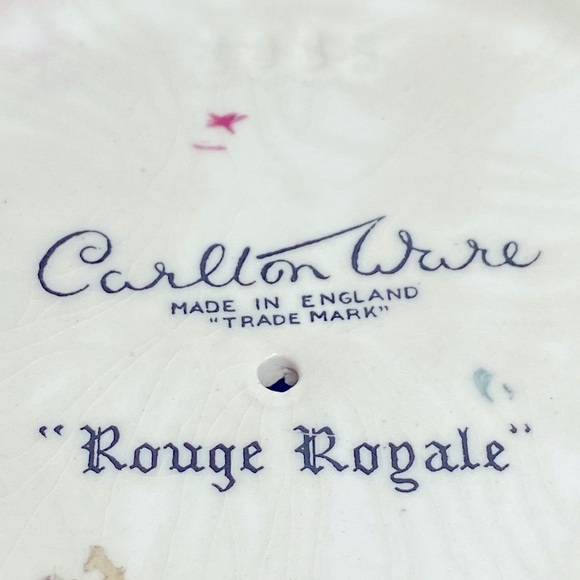 Carlton Ware Rouge Royale Hand Painted Crane/Willow Tree Scene Red Pedestal Dish - Picture 13 of 13